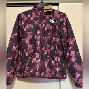 The North Face Girls Floral Print Puff Jacket in Plum & Black